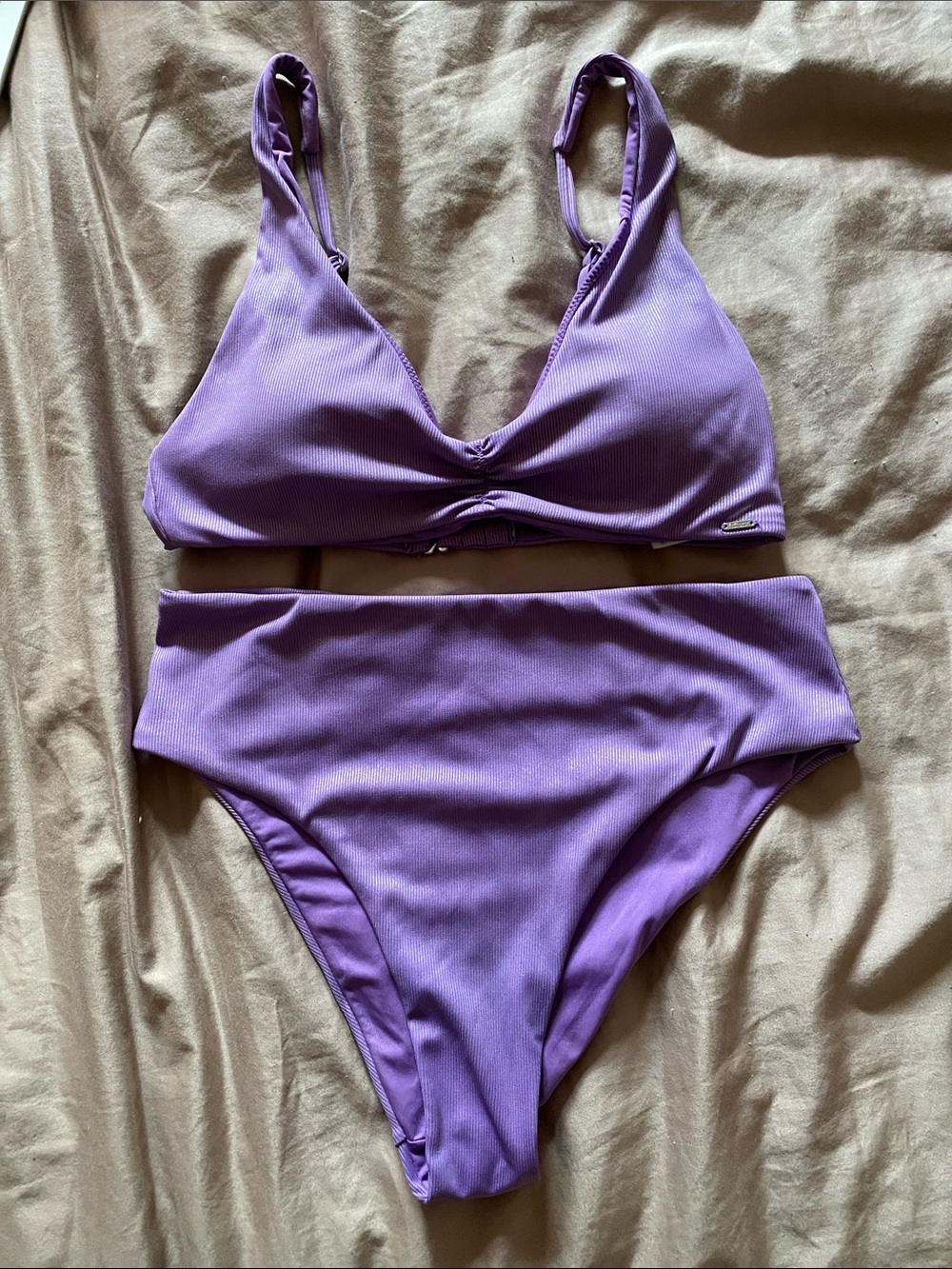 Purple Sparkly Ribbed Bikini Set - Women Intimates & Sleepwear